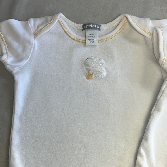 Carter's - Set of 3 Soft Cotton White and Yellow Newborn Onesie Bodysuits - Picture 3 of 6